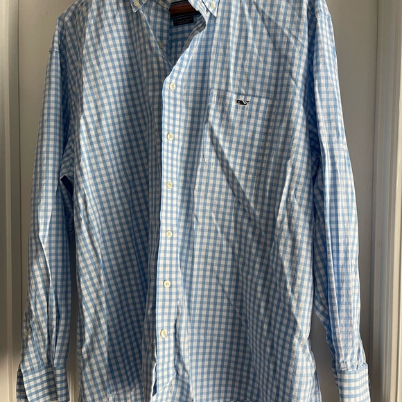 Vineyard Vines Light Blue Checkered Button Down Shirt - Picture 1 of 4